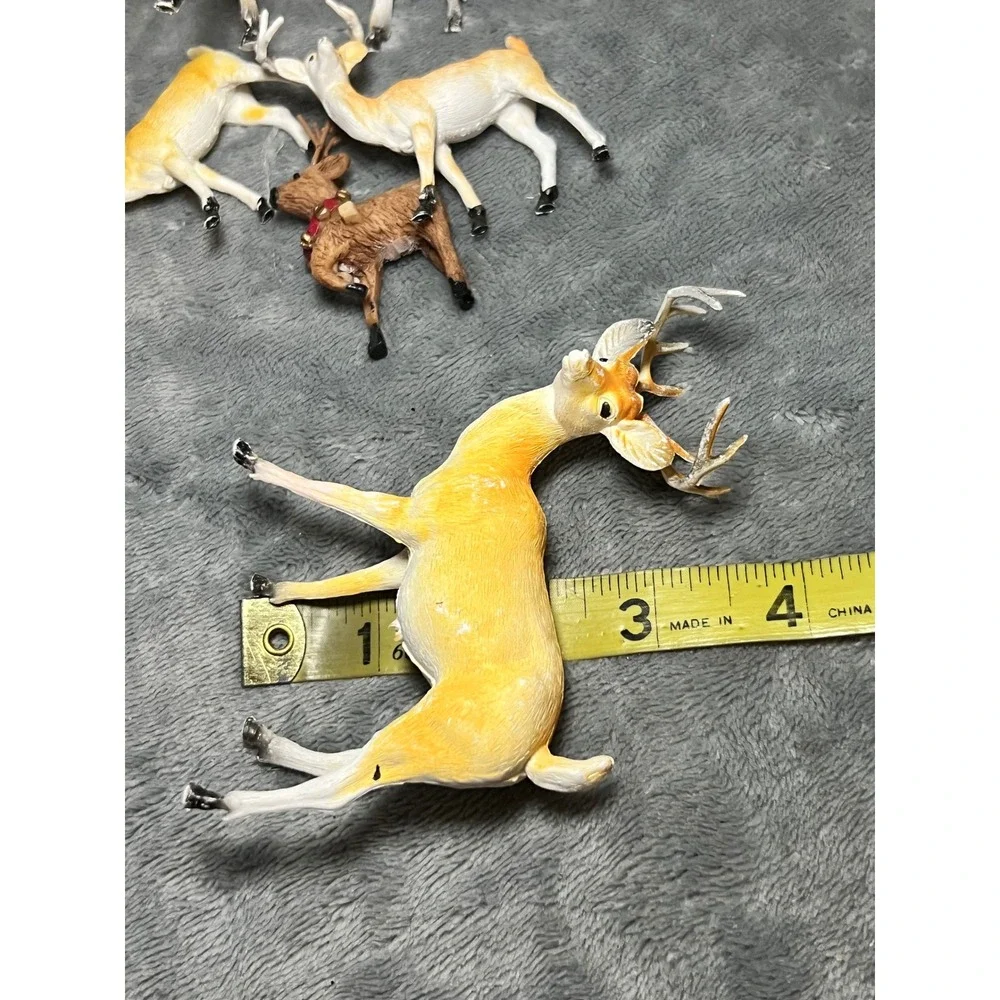 Vintage Hong Kong Deer Figurines Lot Hand‎ Painted Buck Reindeer 4in Japan Era